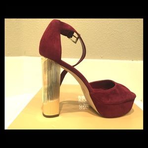 Micheal Kors Red Suede Platform Stilleto